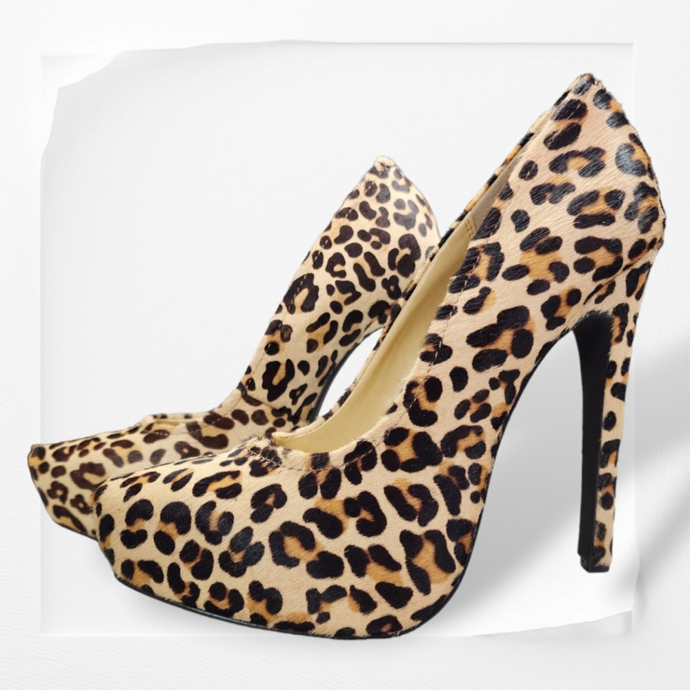 Kelsi Dagger Vintage Brette Cheetah Print Calf Hair Leather Heels - Picture 4 of 9